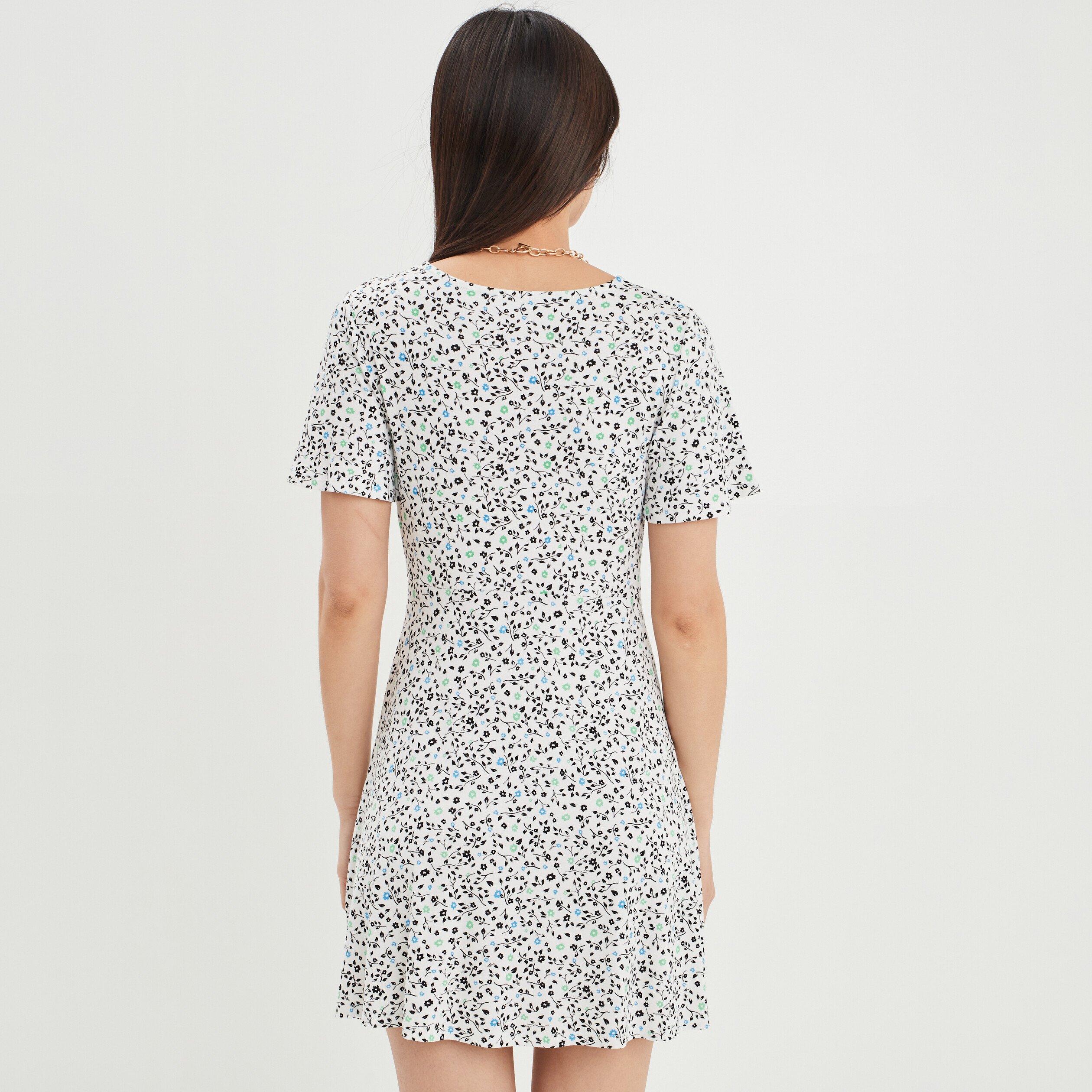 Robe patineuse manches courtes ecru femme | La Halle