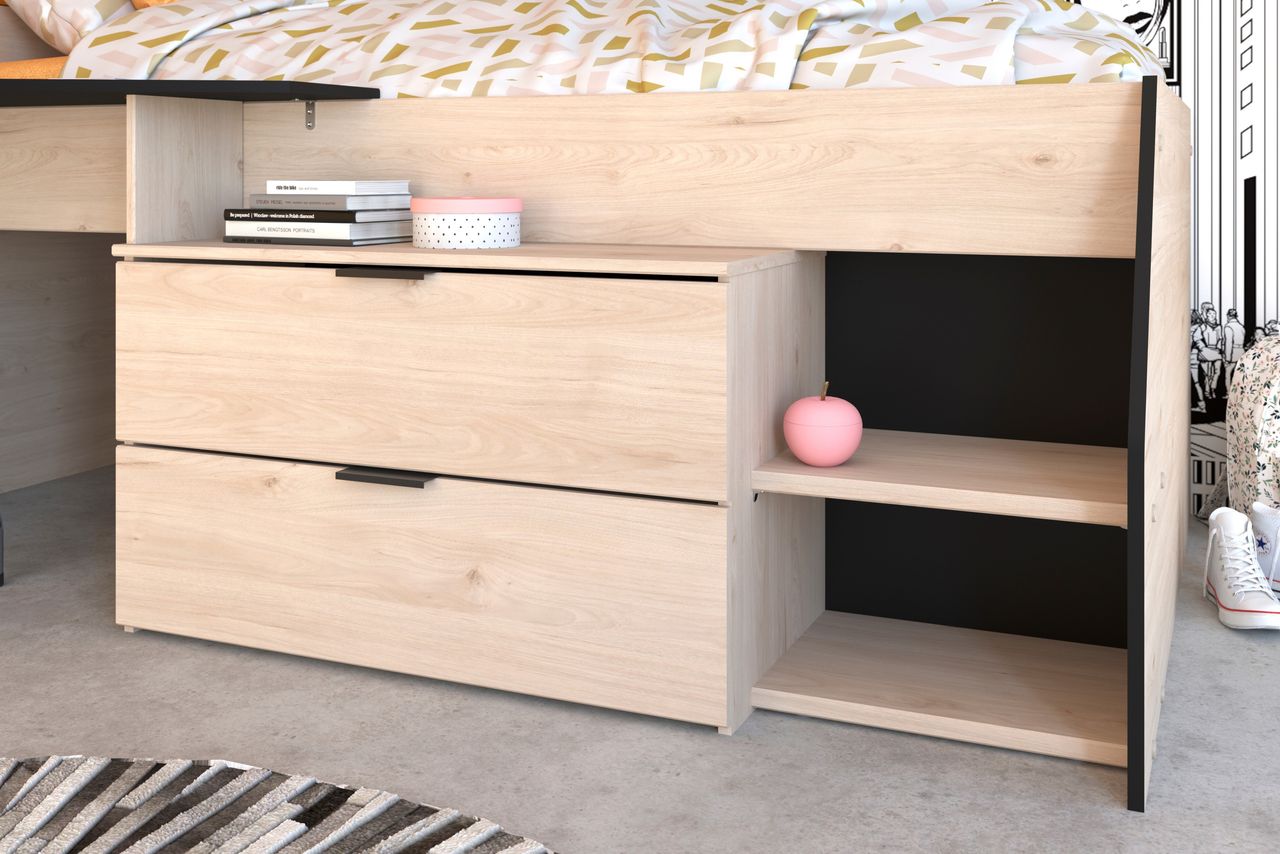 Parisot Halbhohes Hochbett, Milky 2 - Industrial Style