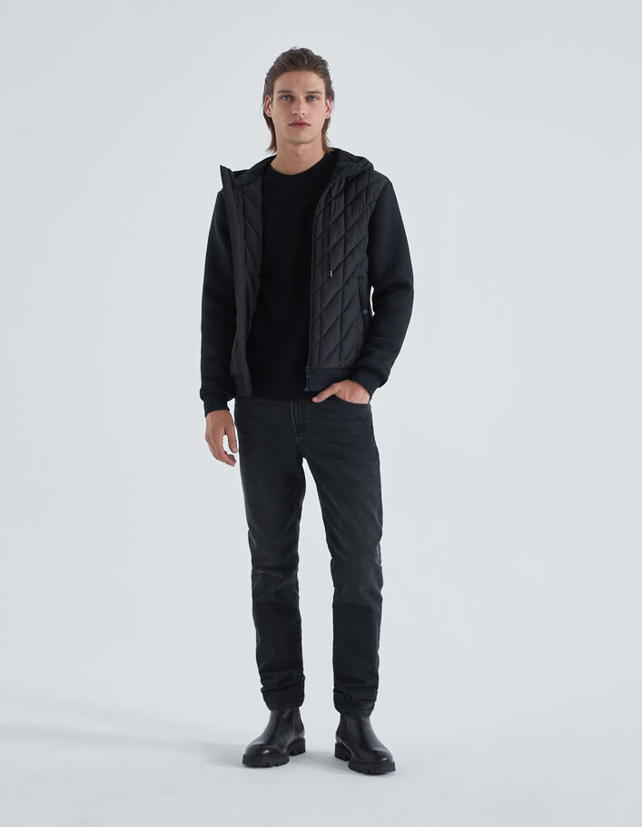 Sous-doudoune noire matelassée bi-matière Homme