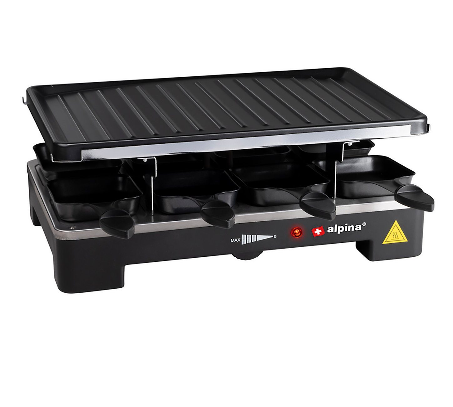 *Alpina* Raclette Raclette-Grill, 8 Raclettepfännchen, 1400,00 W, für 8 Personen