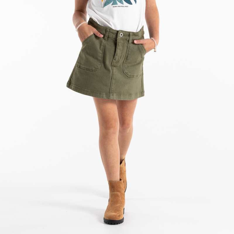 Mini-jupe en toile verte fille