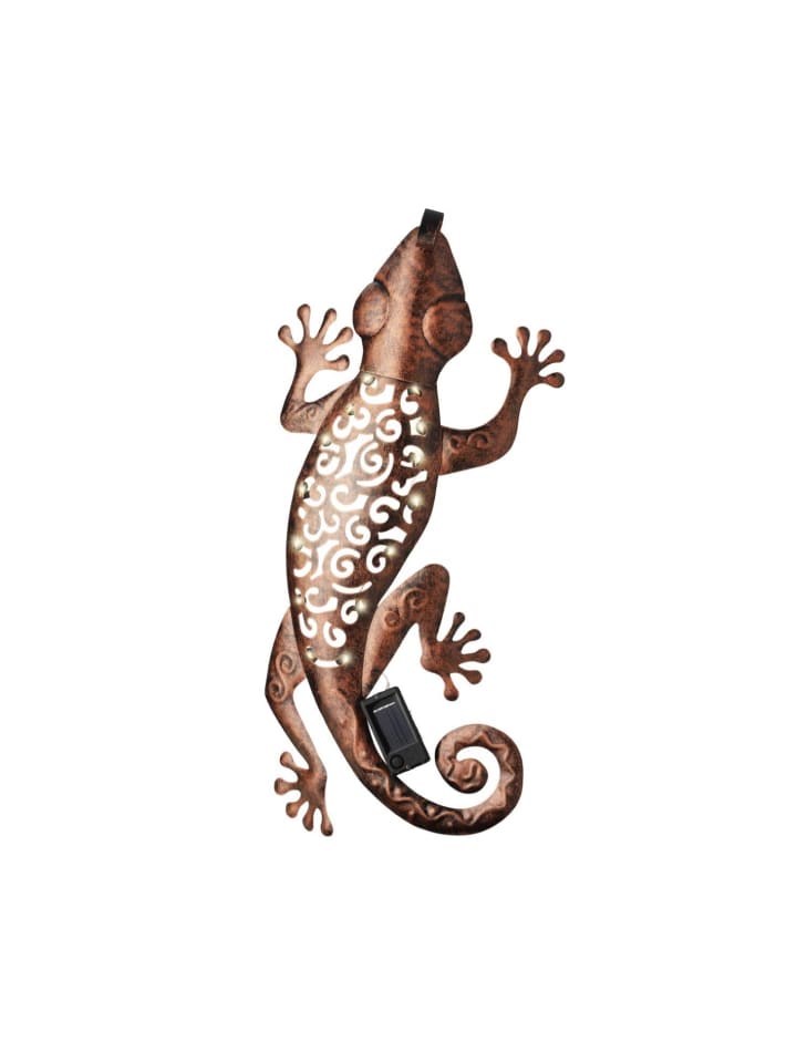 MARELIDA LED Solar Wanddekoration GECKO in braun - H: 46cm günstig kaufen onesize