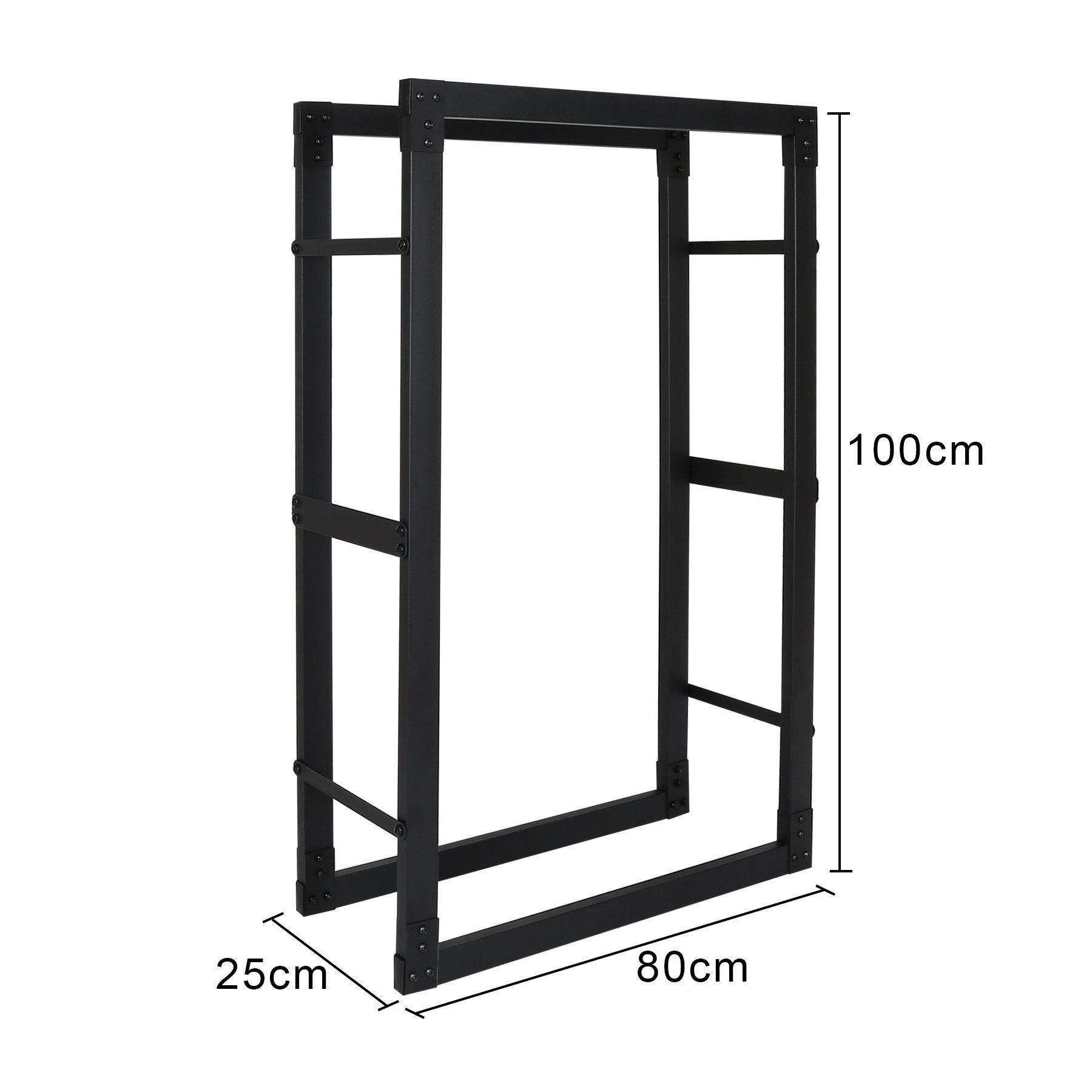 Gimisgu Kaminholzregal Kaminholzregal Kaminholzständer Metall Holzhalter 100x80x25cm Schwarz, BxTxH:80x25x100 cm