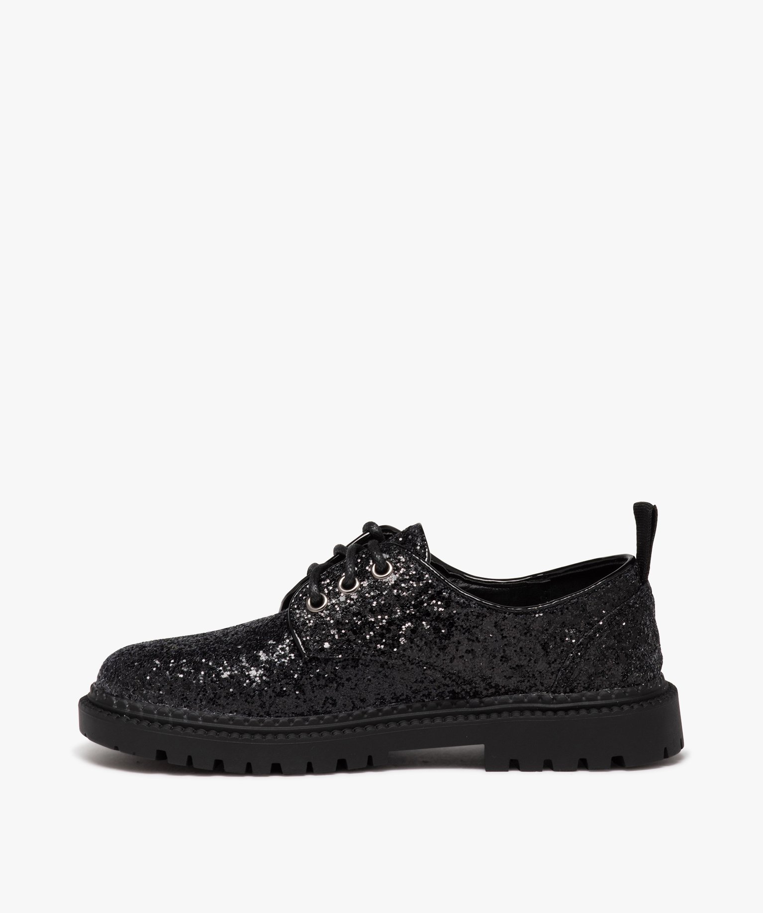 Derbies filles pailletées à semelle crantée noir | GEMO