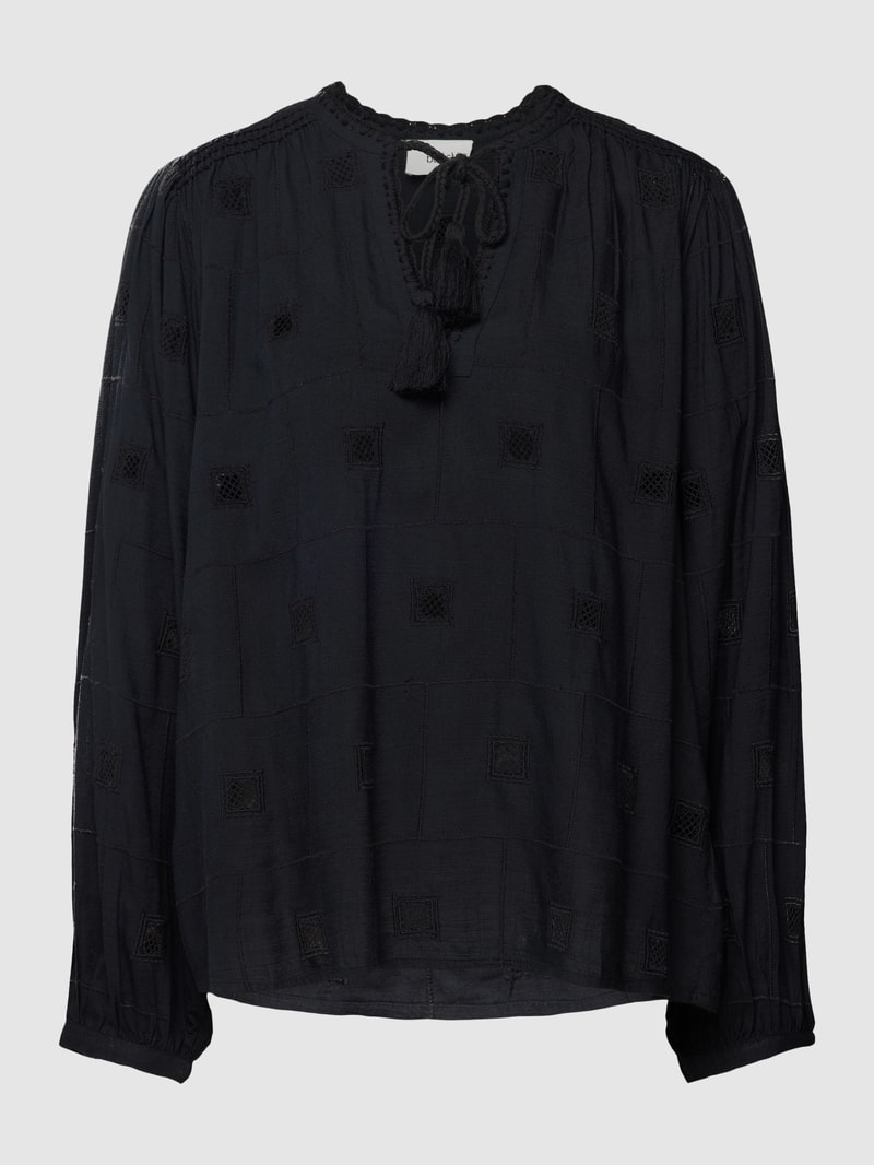 Bluse mit Lochmuster Modell 'JEDI' in dunkelblau
