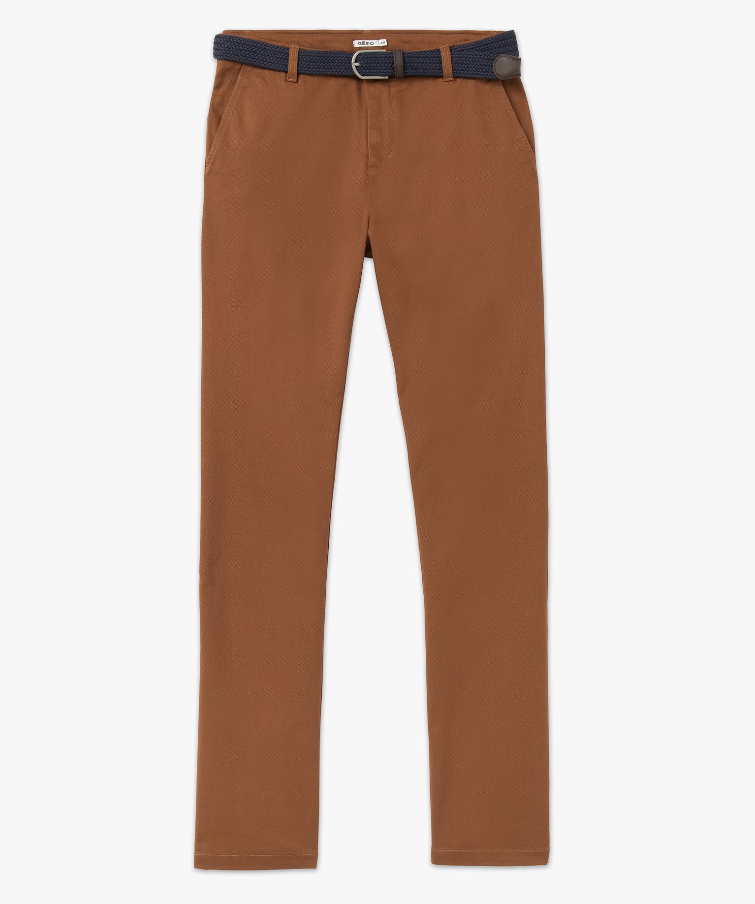 Pantalon en coton homme avec ceinture tressée beige fonce | GEMO