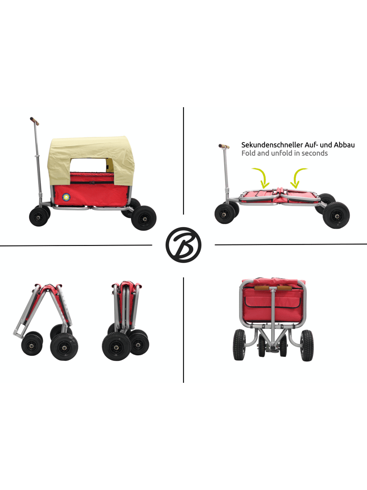 Beachtrekker Beachtrekker LiFe faltbarer Bollerwagen (Rot)   Bremse   Sonnenverdeck günstig kaufen onesize