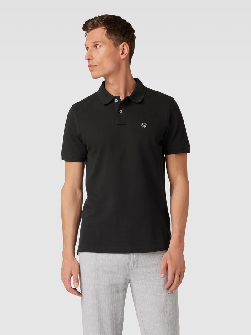 Poloshirt mit Label-Stitching in schwarz