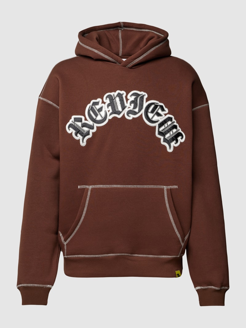 Hoodie mit Label-Stitching in dunkelbraun