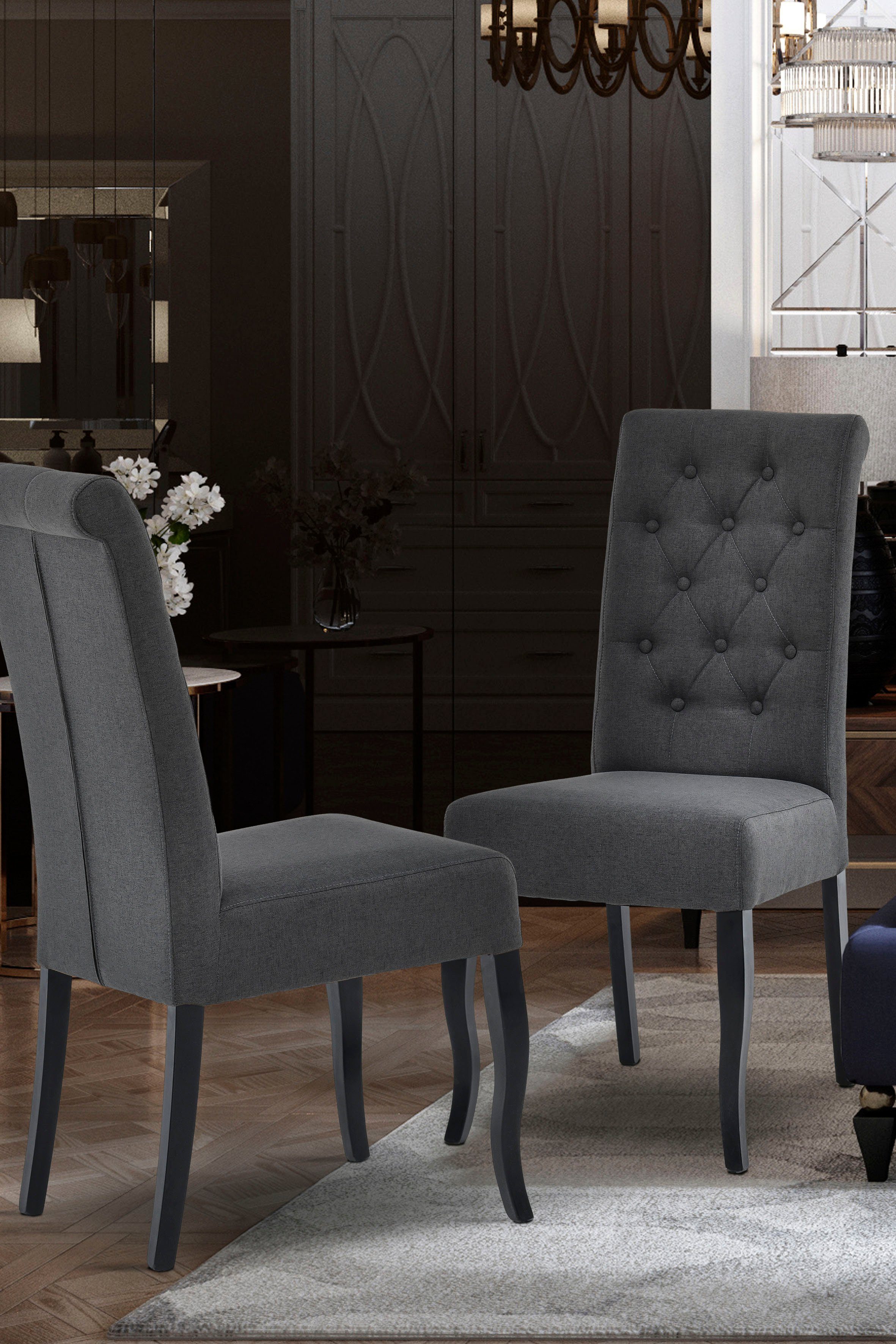 Home affaire 4-Fußstuhl Caputh (Set, 2 St), im 2er-Set, aus massiver Buche