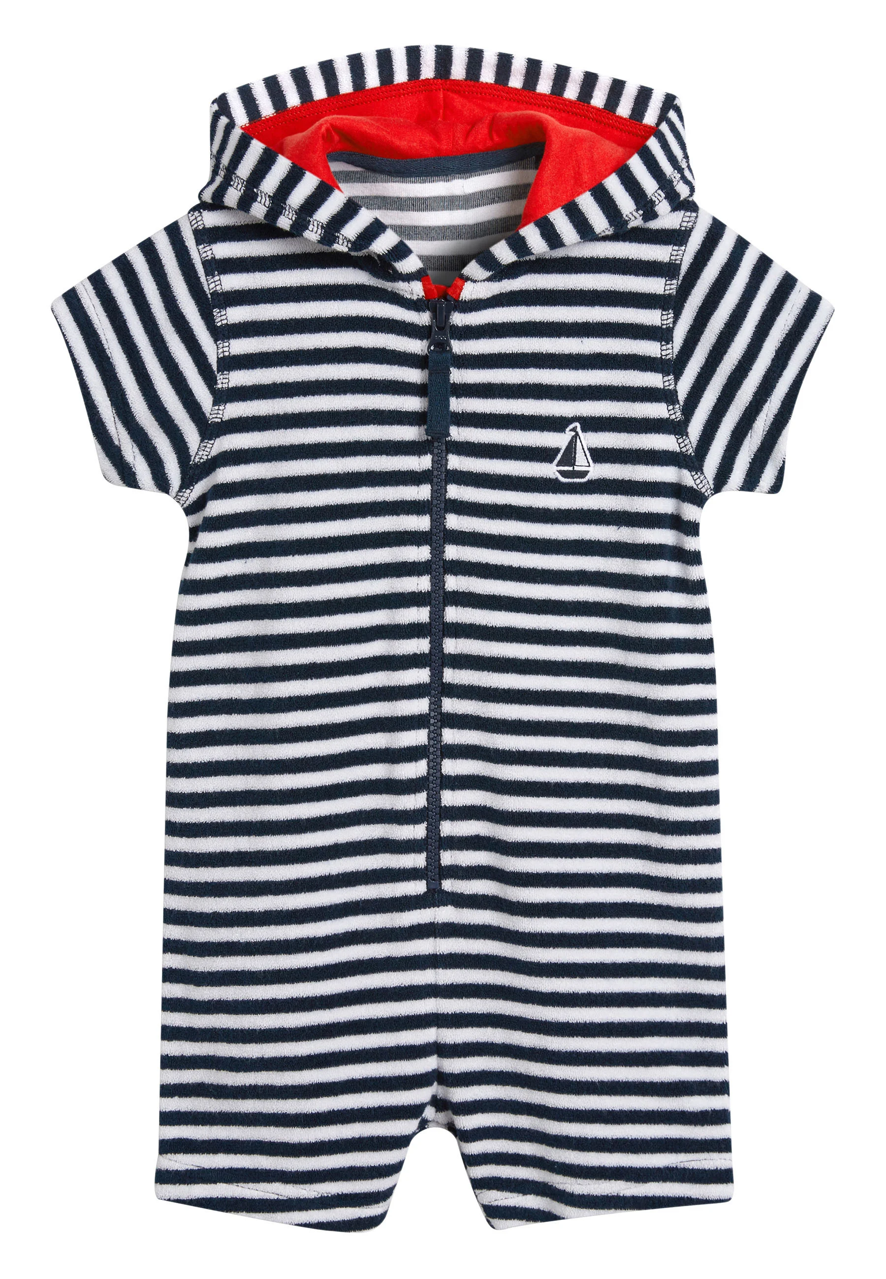 Mono TODO EN UNO DE TOALLA DE RAYAS AZUL MARINO (3 MESES-7 AÑOS)