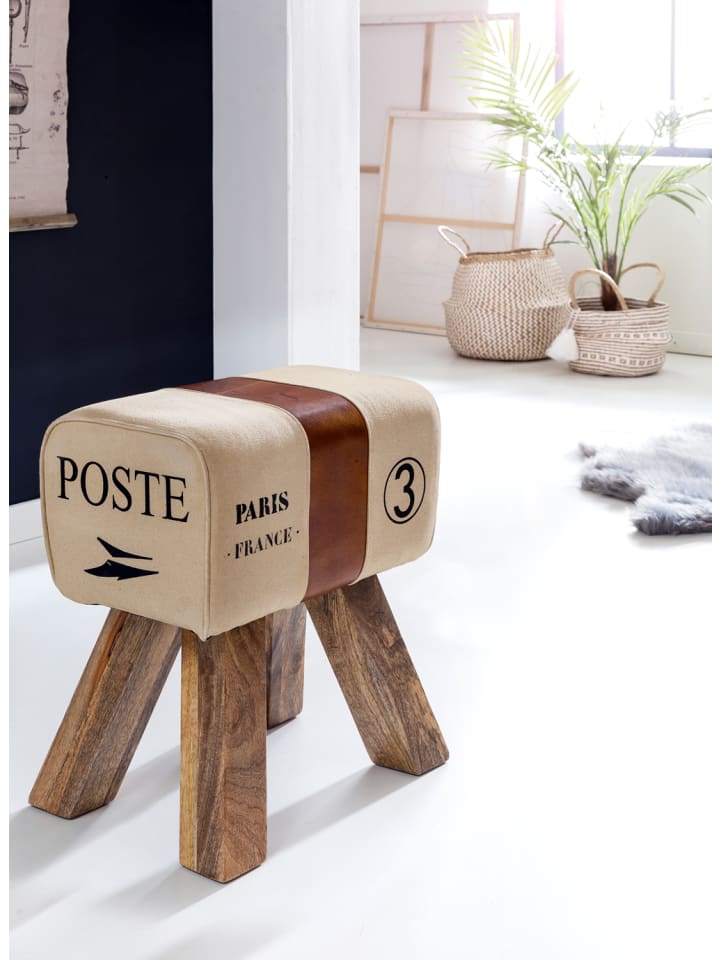 KADIMA DESIGN Retro Sitzhocker, Holzbeine, belastbar bis 120 kg, Landhaus-Optik günstig kaufen onesize