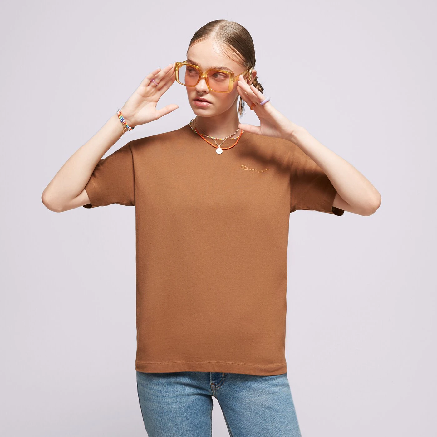 CHAMPION T-SHIRT CREWNECK T-SHIRT Braun