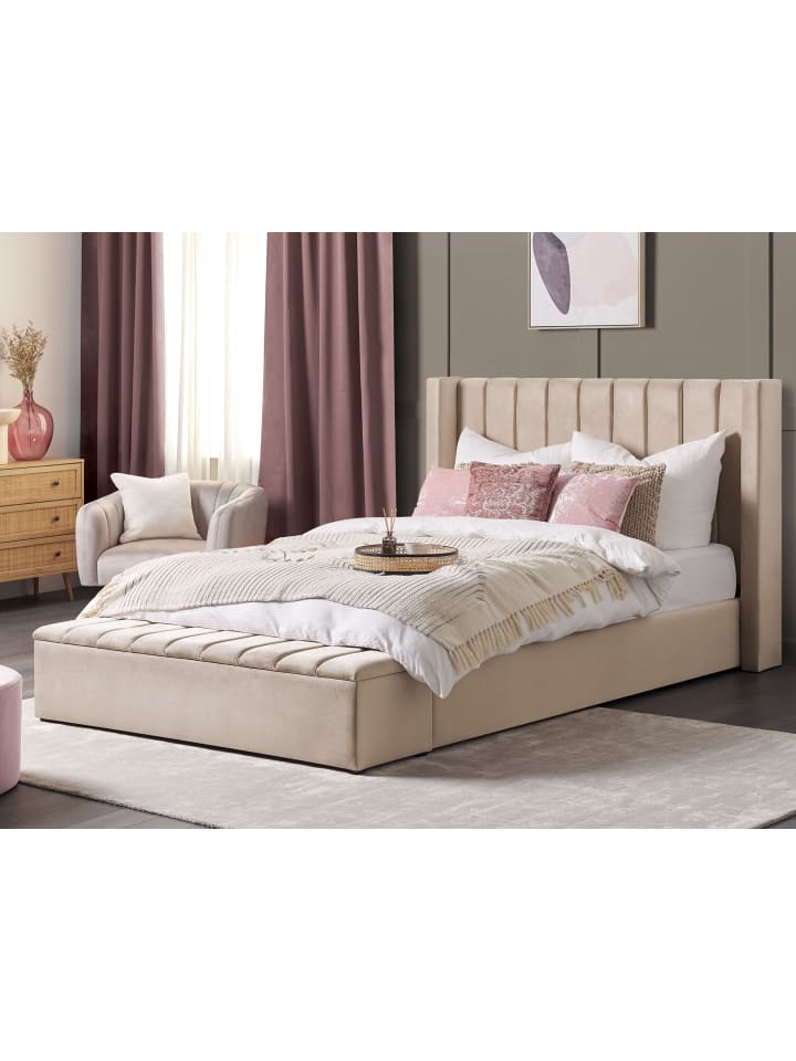 Beliani Doppelbett NOYERS in Beige - (W) 210 x (H) 132 x (L) 247 cm günstig kaufen onesize