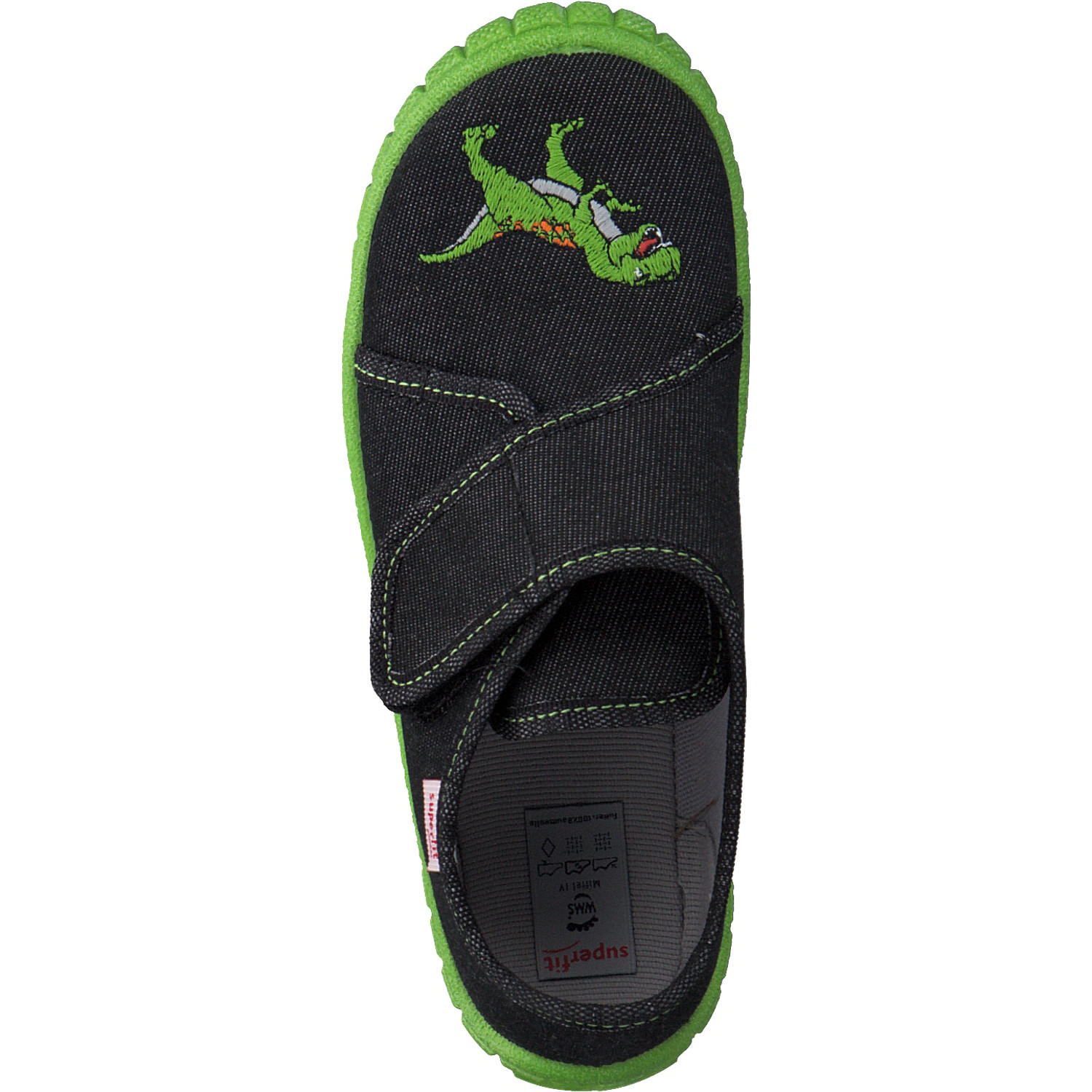 Superfit BILL 00278, Hausschuhe, Kinder, Schwarz/Grün (T-Rex)