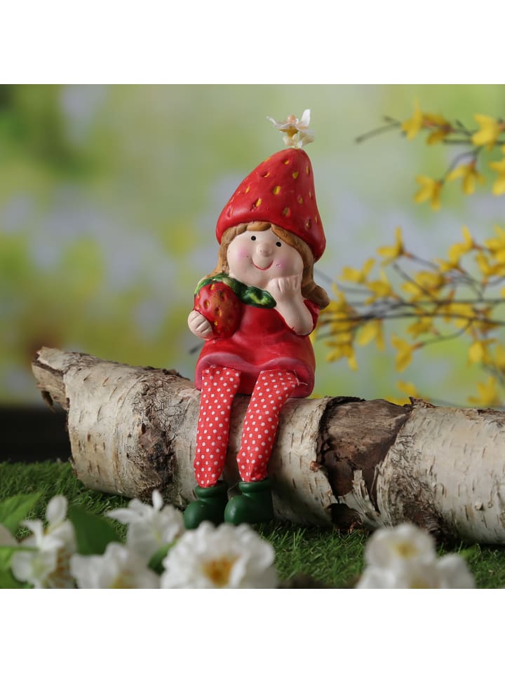 MARELIDA Kantenhocker Erdbeermädchen Lotte Gartenfigur H: 19cm in rot günstig kaufen onesize