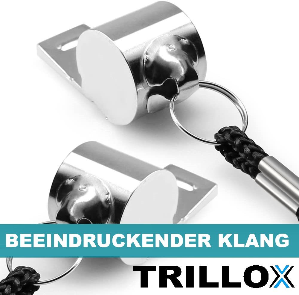 MAVURA Trillerpfeife TRILLOX Trillerpfeife Set Schiedsrichterpfeife Metall, Notfallpfeife Trainingspfeife Signalpfeife [2er Set]