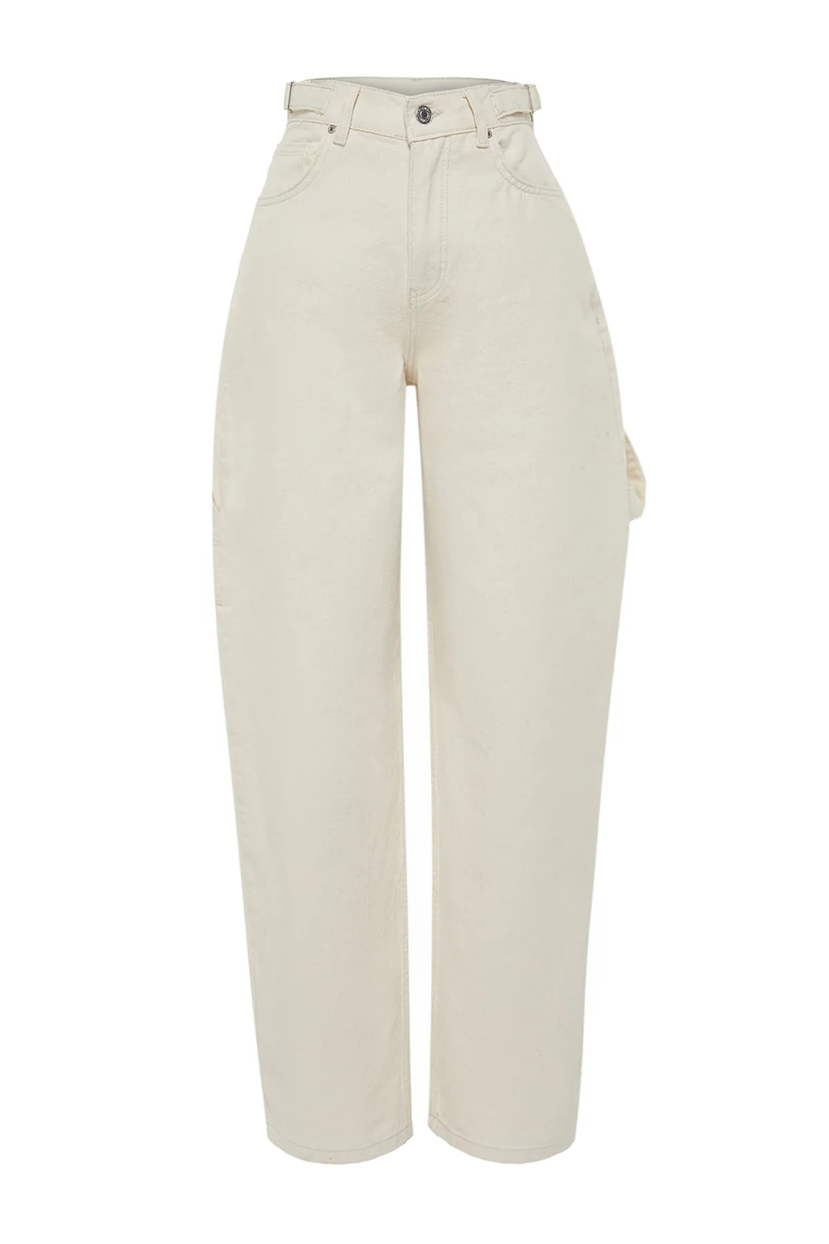 Trendyol Collection  Ecru, locker geschnittene Skater-Jeans mit hoher Taille TWOAW24JE00308