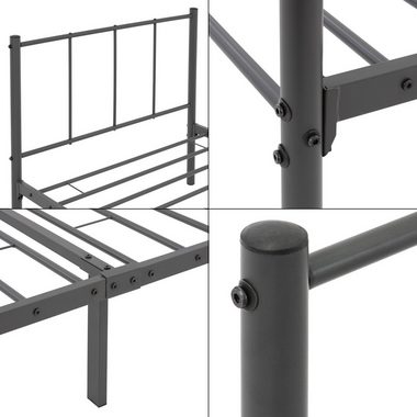ML-DESIGN Metallbett Bettgestell Schlafzimmerbett Kinder Jugendliche Erwachsene Gästebett, Anthrazit 90x200cm Stahlrahmen Lattenrost robust leichte Montage