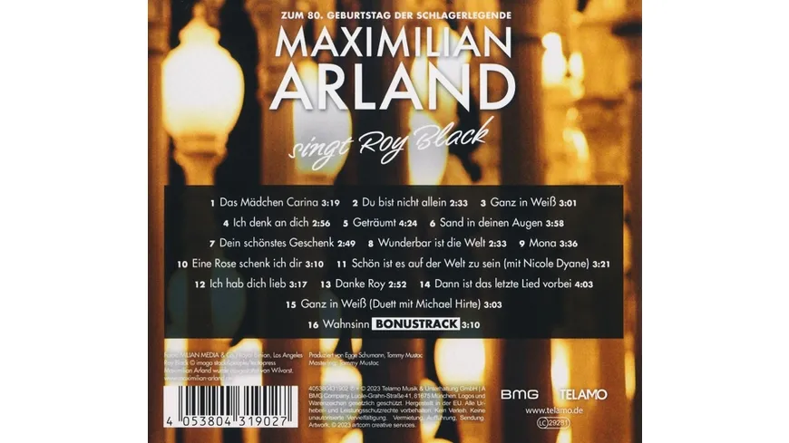 Maximilian Arland singt Roy Black Digipak
