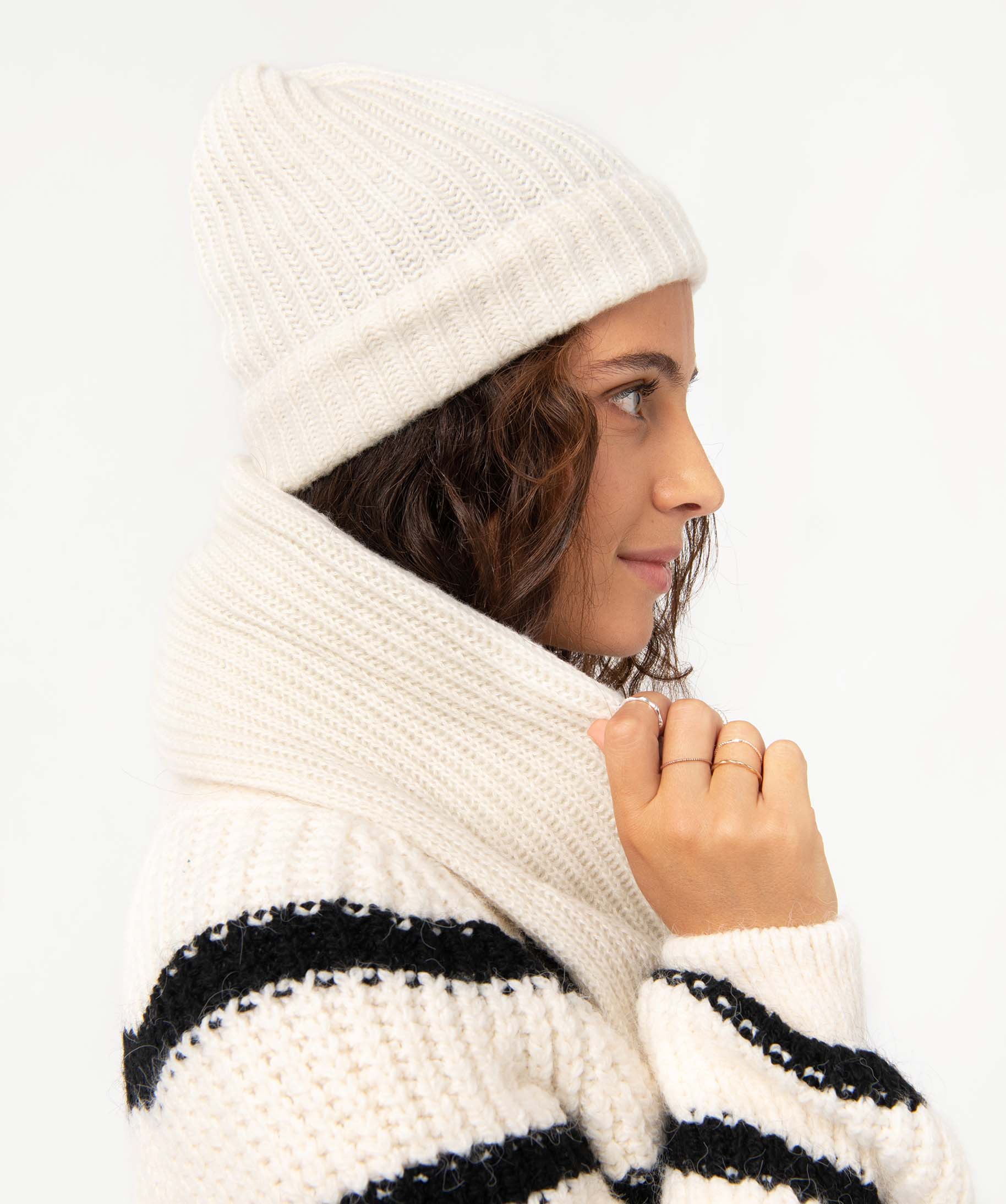 écharpe femme en polyester recyclé ecru | GEMO