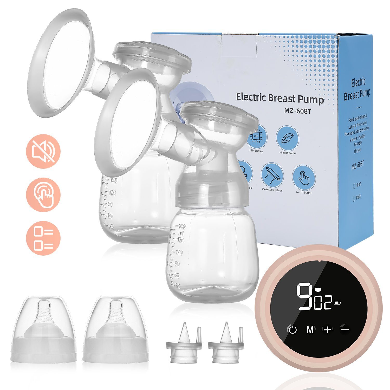 Lospitch Doppelmilchpumpe Doppelmilchpumpe Elektrische, Milchpumpe Tragbare, BPA-frei