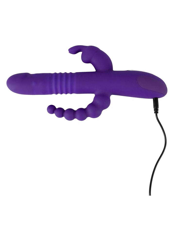 Sweet Smile Vib mit Stoßfunktion und Klitorisreizer Thrusting Pearl Triple in lila günstig kaufen 26 cm