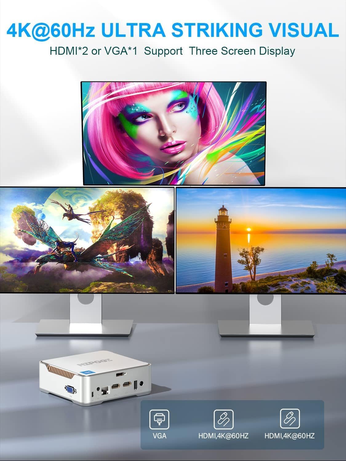 NiPoGi Mini-PC (Intel Celeron, ‎Intel UHD Graphics 4K UHD Triple Display, 16 GB RAM, 512 GB HDD, 12th Gen Intel Alder Lake-N95 Mini PC with 4K UHD Windows 11 Pro)
