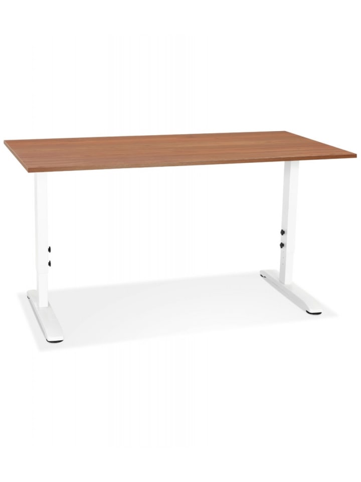 KADIMA DESIGN Höhenverstellbarer Schreibtisch aus Holz Metall | Modern Elegant in Braun-Weiß günstig kaufen