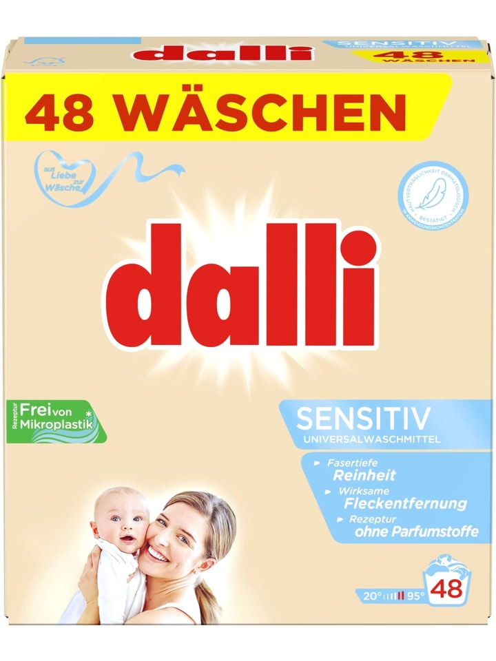 DALLI-WERKE sensitiv Vollwaschmittel-Pulver I Weiße Wäsche | 48 Waschladungen günstig kaufen onesize