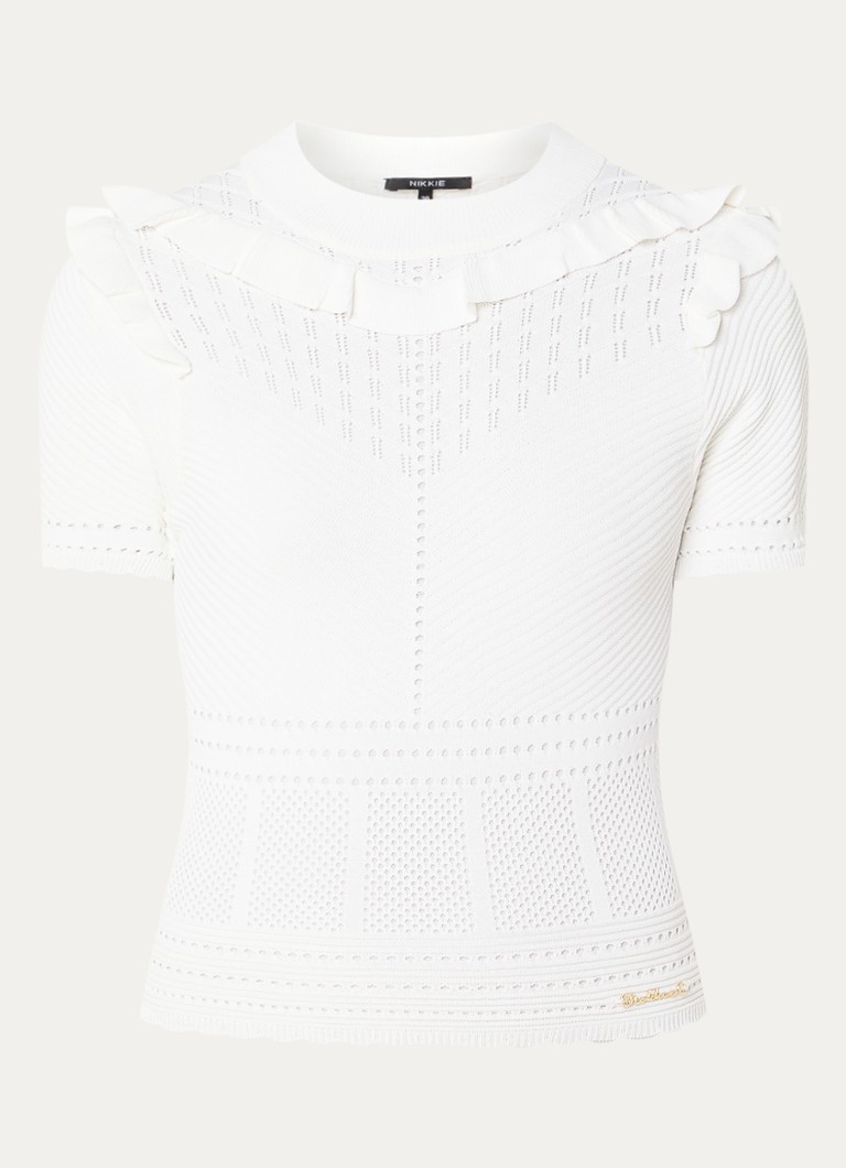 Top NIKKIE Delvine din tricot fin cu imprimeu ajurat