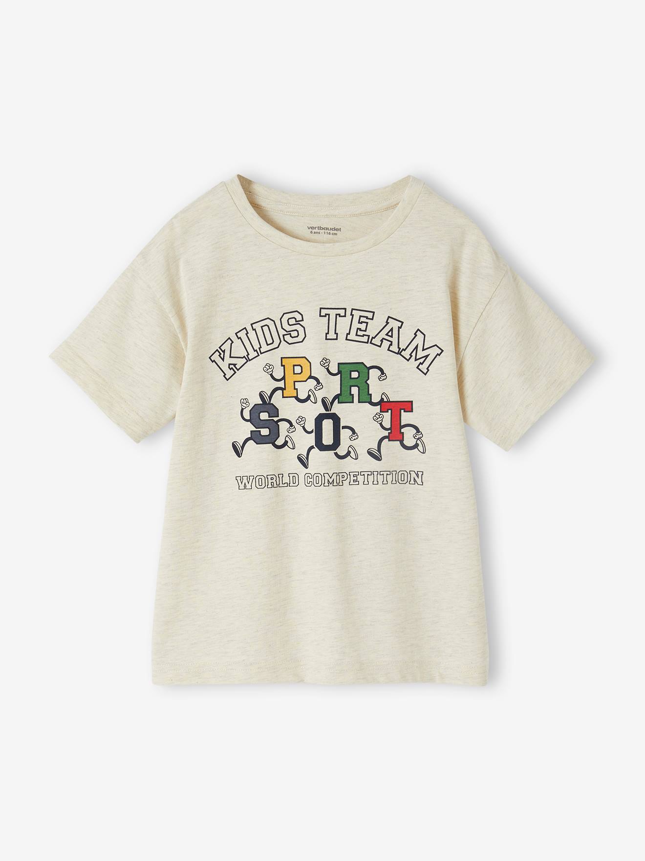 Vertbaudet Jungen T-Shirt Olympia 2024 Oeko-Tex - weiß meliert
