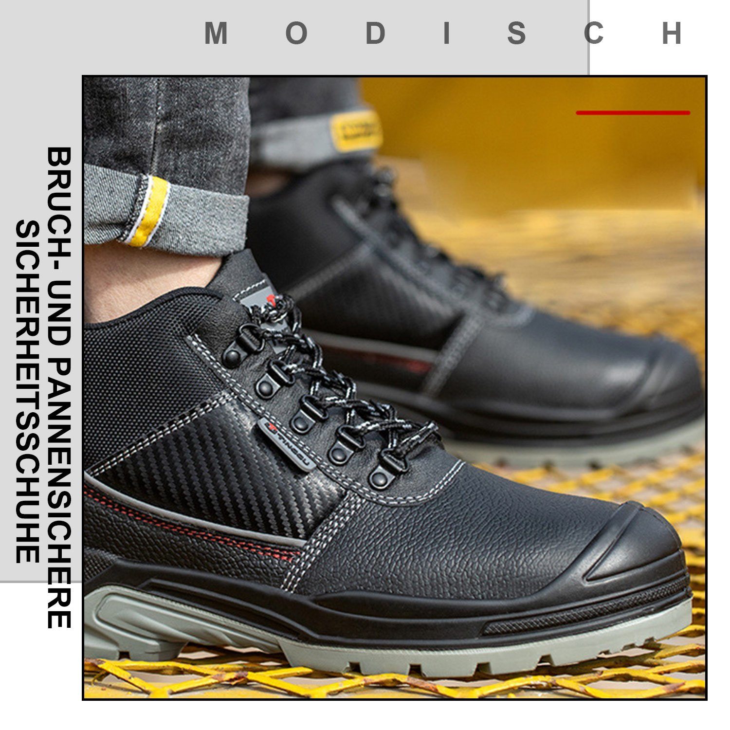 Daisred Herren Arbeitsschutzschuhe Sicherheitsschuhe Stahlkappe Arbeitsschuh