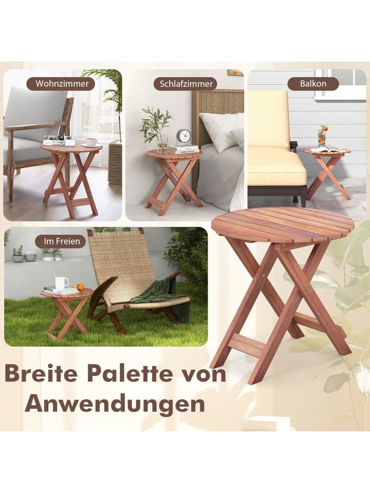COSTWAY Gartentisch Akazienholz 46x46x45cm in Braun günstig kaufen onesize
