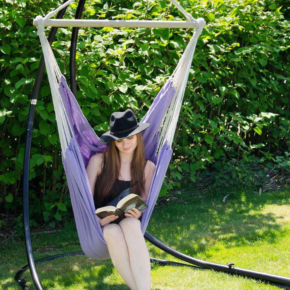 AMANKA Hängematte XXL Hängesessel Spreizstab mit Abrutschschutz, 185x130cm bis 150 kg Flieder