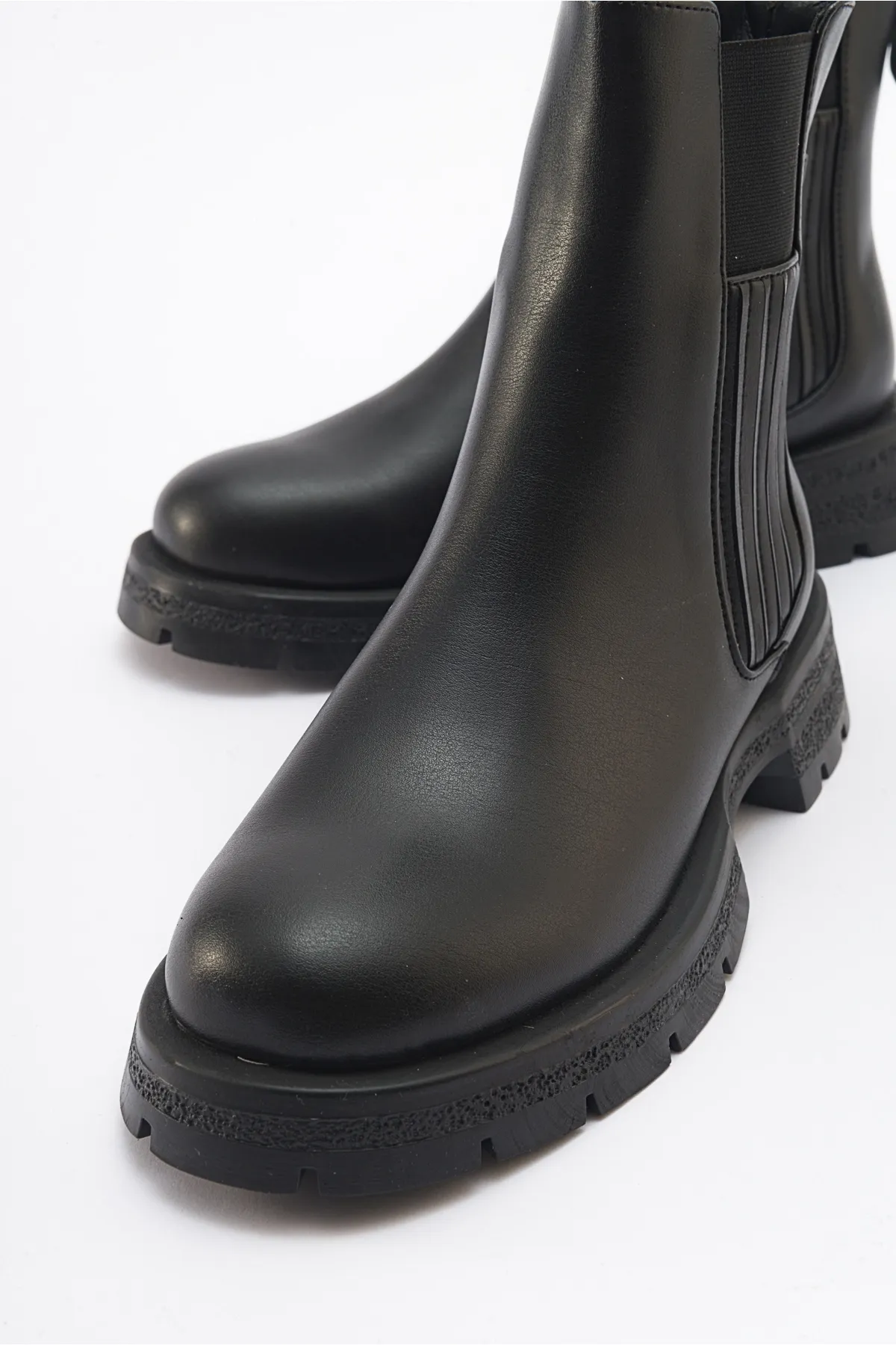 LuviShoes  DENIS Black Skin Elastic Damen-Chelsea-Stiefel
