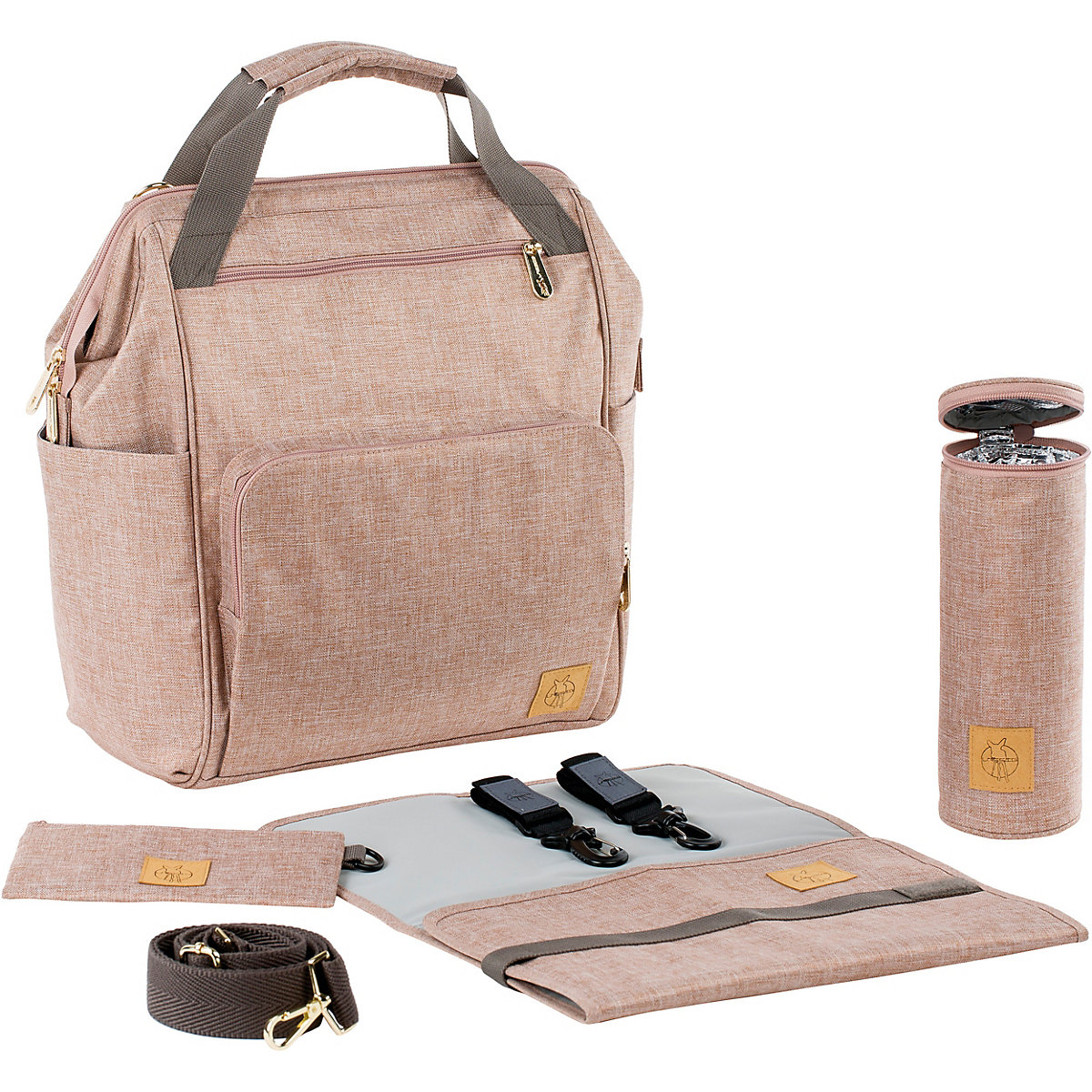 Wickelrucksack Goldie Glam rosé, inkl. Zubehör & Wickelunterlage