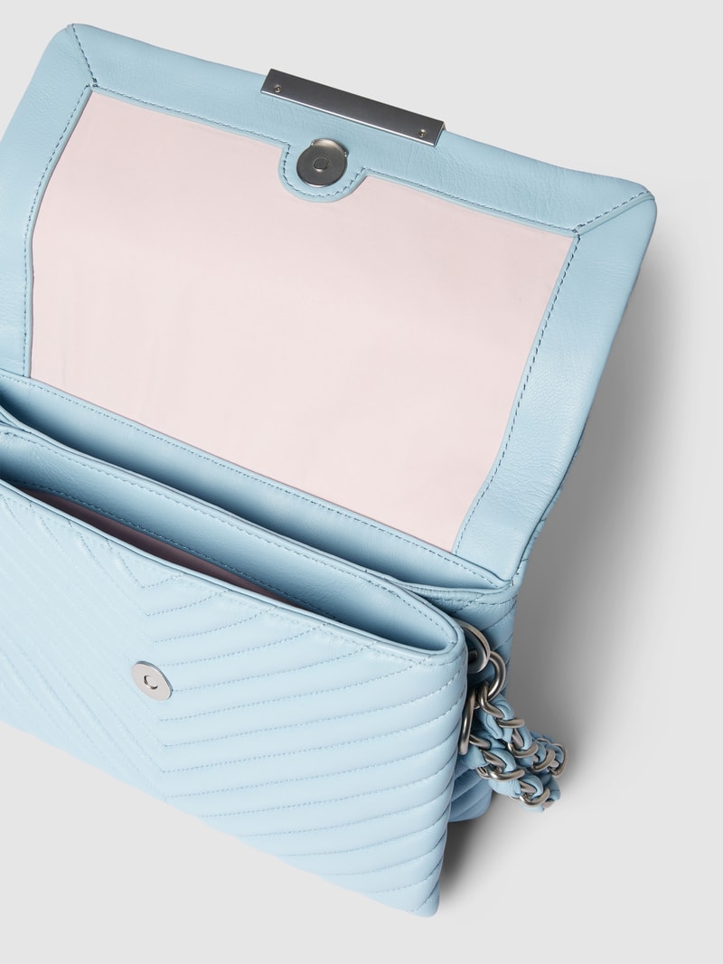 Umhängetasche mit Label-Detail Modell 'IRIS' in hellblau