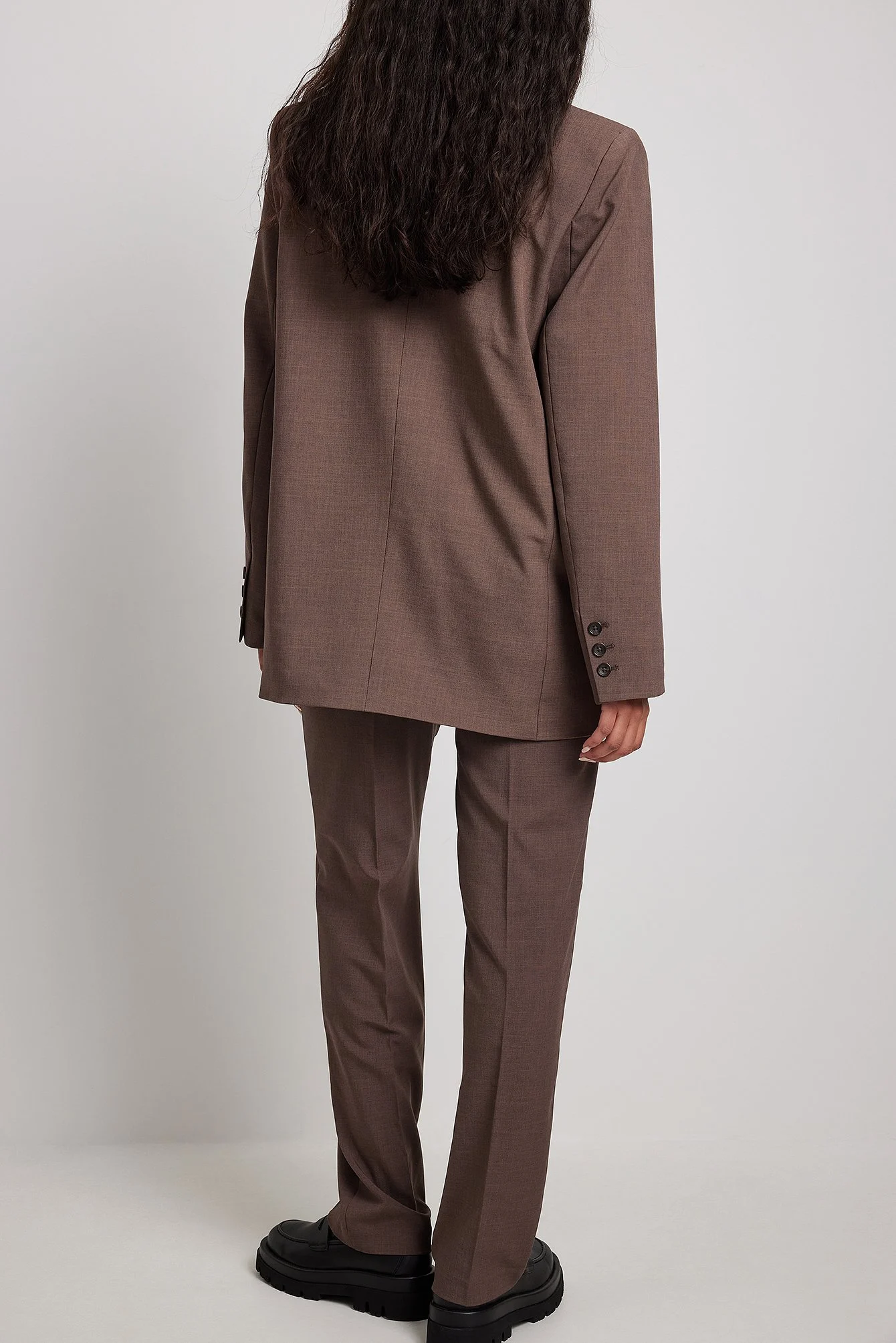 Melange-Blazer in Oversize mit drei Knöpfen