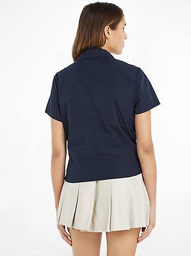 TOMMY HILFIGER Damen Blusentop SOLID POPLIN TWIST TOP