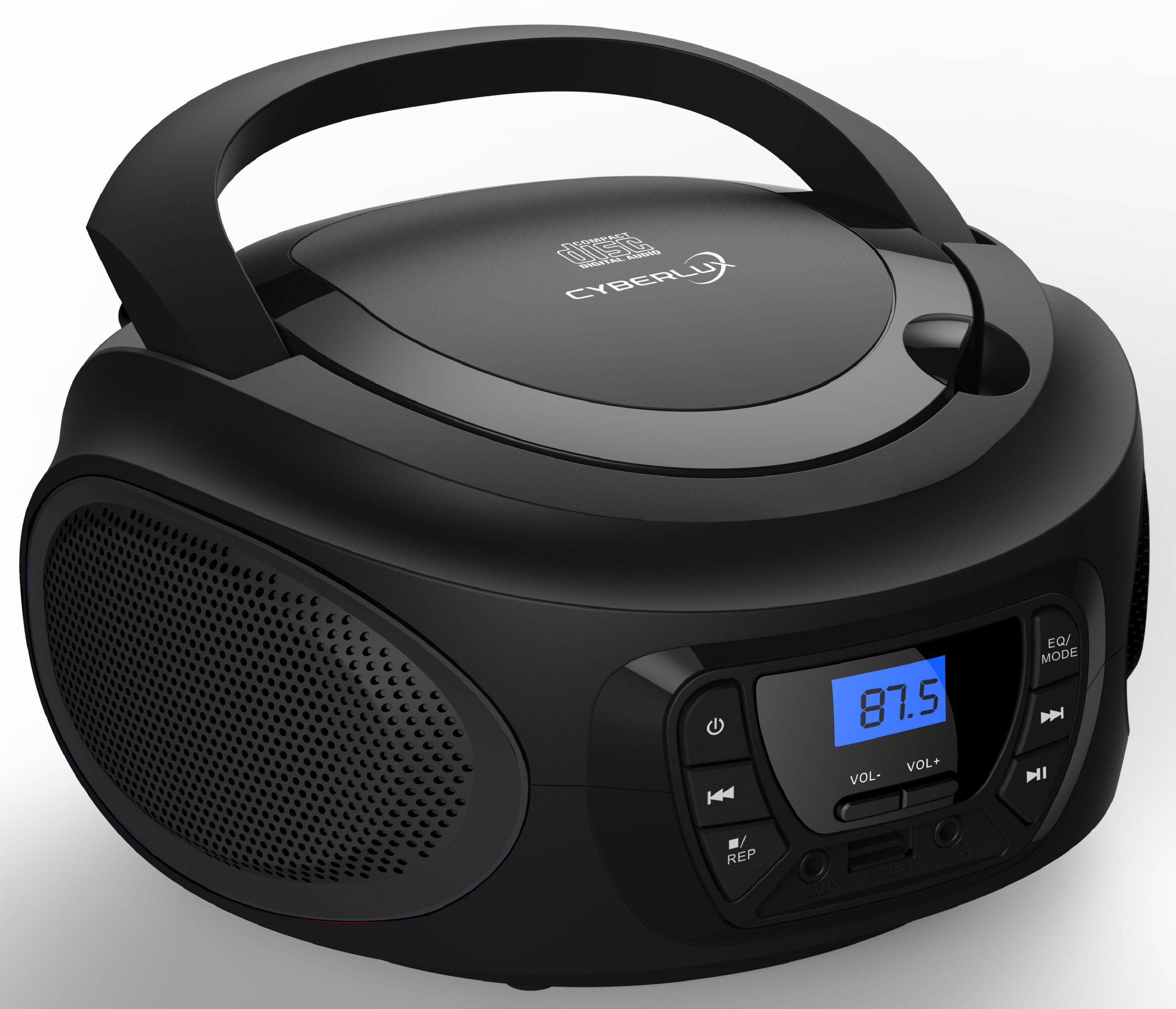 Cyberlux CL-600 tragbarer CD-Player (CD, Kinder CD Player tragbar, Boombox, Musikbox, FM Radio mit MP3 USB)