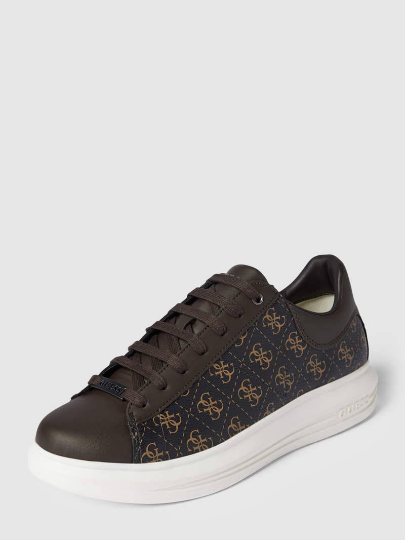 Sneaker mit Label-Print Modell 'VIBO' in mittelbraun