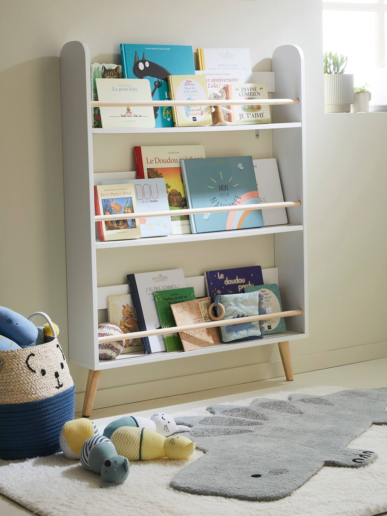 Vertbaudet Kinderzimmer Teppich KLEINER DINO - graugrün