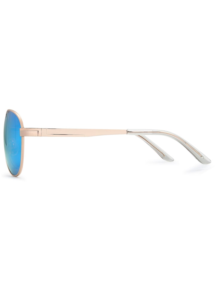 styleBREAKER Piloten Sonnenbrille in Hellgold / Blau-Lila verspiegelt günstig kaufen onesize