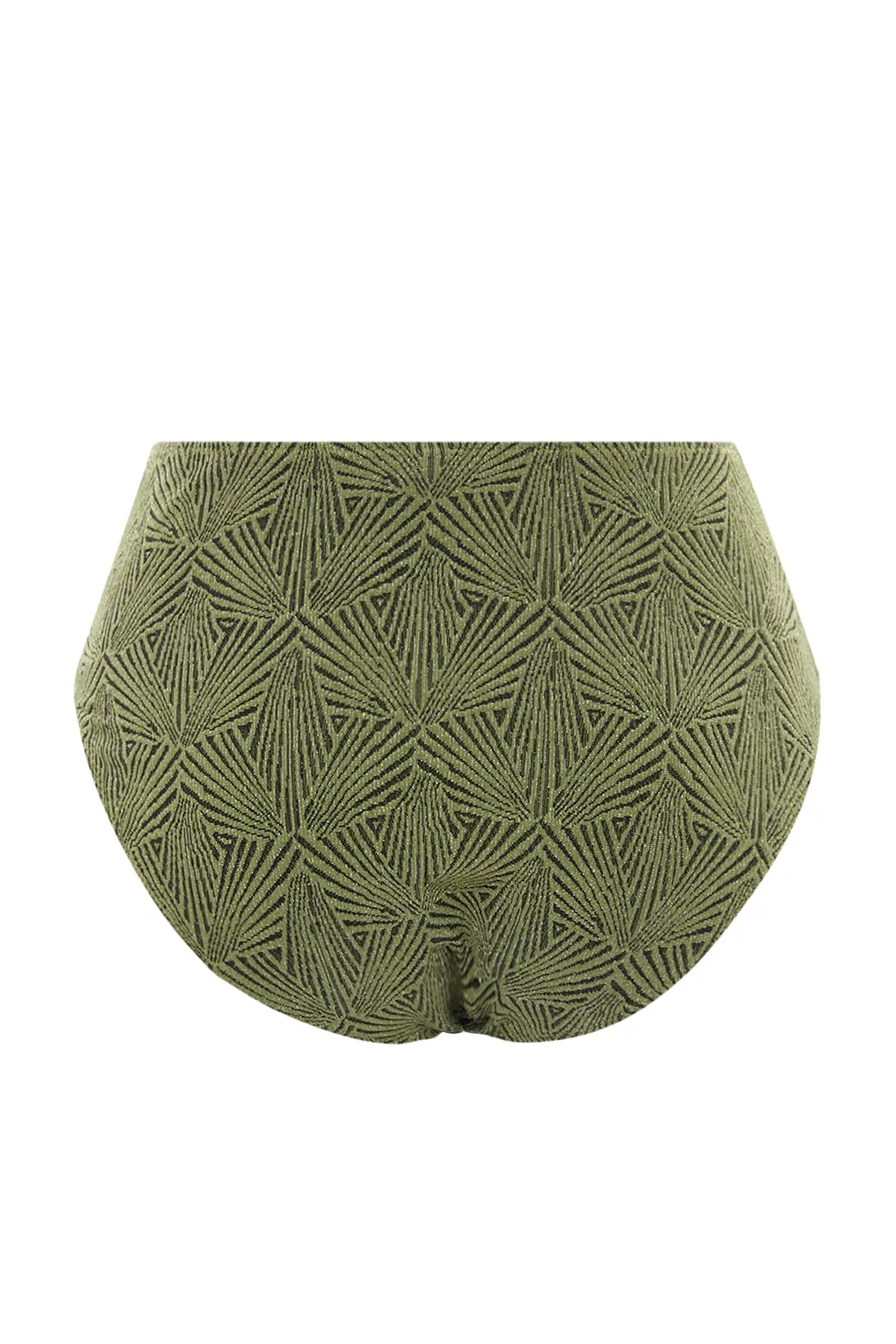 Trendyol Collection  Grüne Glitzer-Bikinihose mit hoher Taille und normalem Beinverlauf TBESS23BA00241