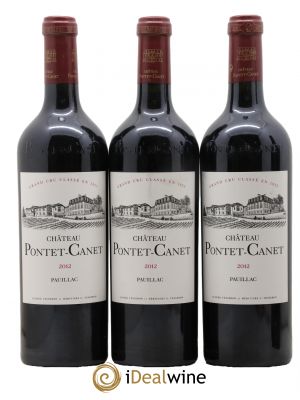 Château Pontet Canet 5ème Grand Cru Classé  2012 - Lot de 3 Bouteilles