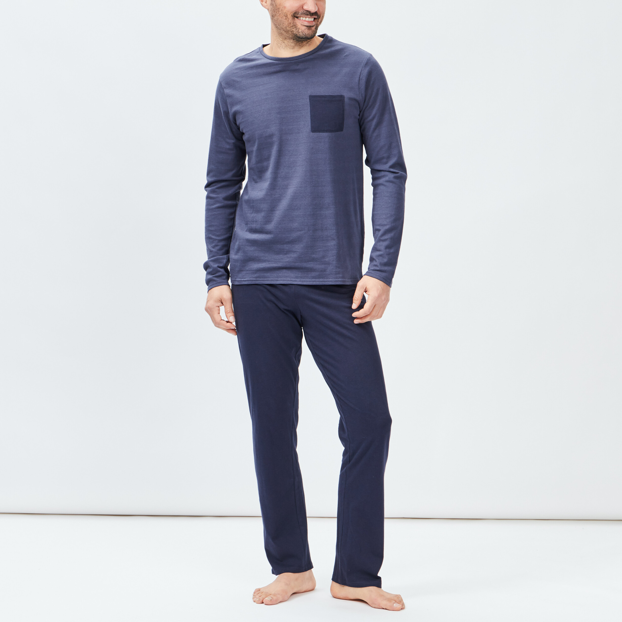 Ensemble pyjama 2 pièces bleu marine homme | La Halle