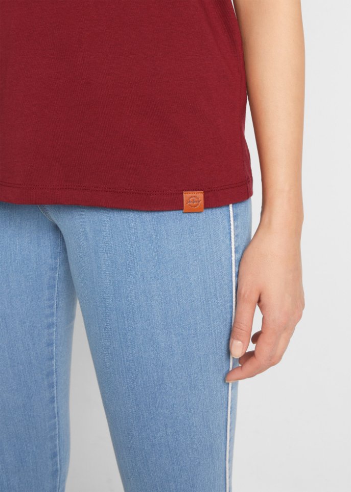 T-Shirt mit V-Kragen, bedruckt