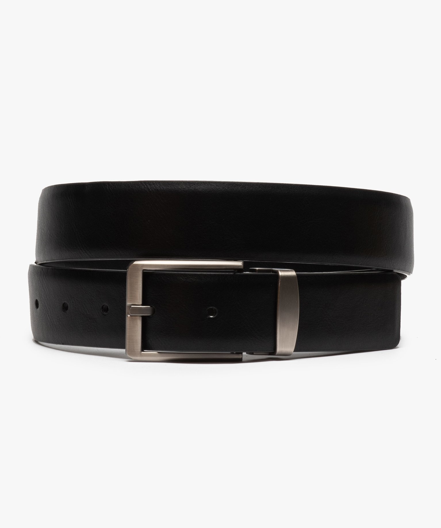 Ceinture homme unie avec boucle en métal brossé noir | GEMO