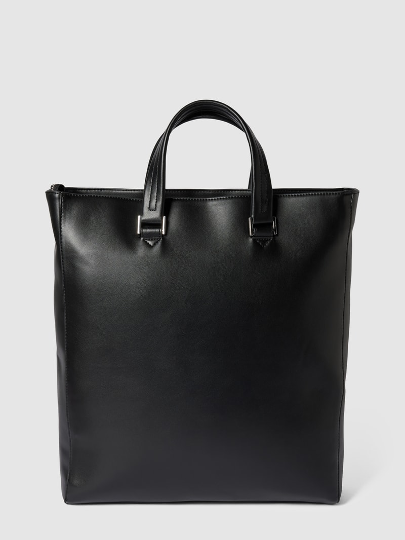 Tote Bag mit Label-Print Modell 'TOTE' in schwarz